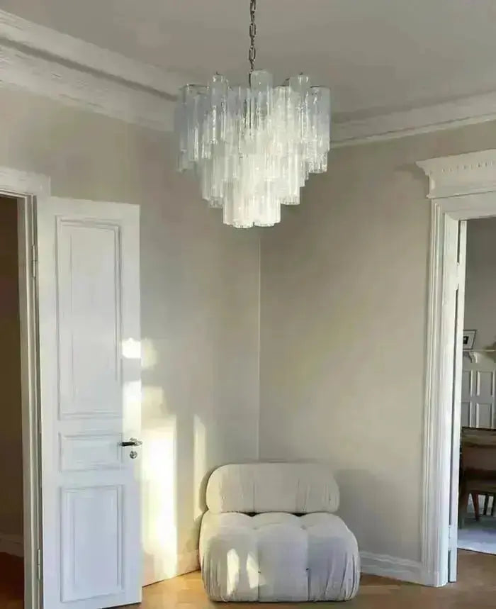 Murano Lysekrone 36 Glassrør Smoke Murano Studio