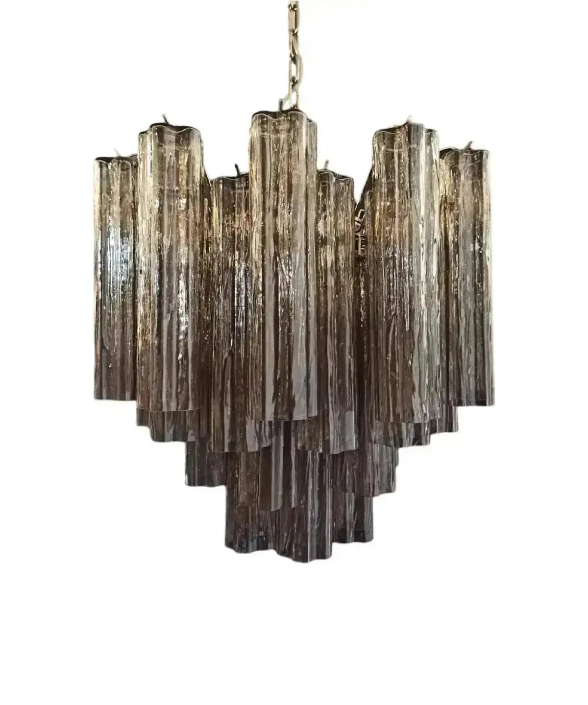 Murano Lysekrone 36 Glassrør Hvit Alabaster Murano Studio