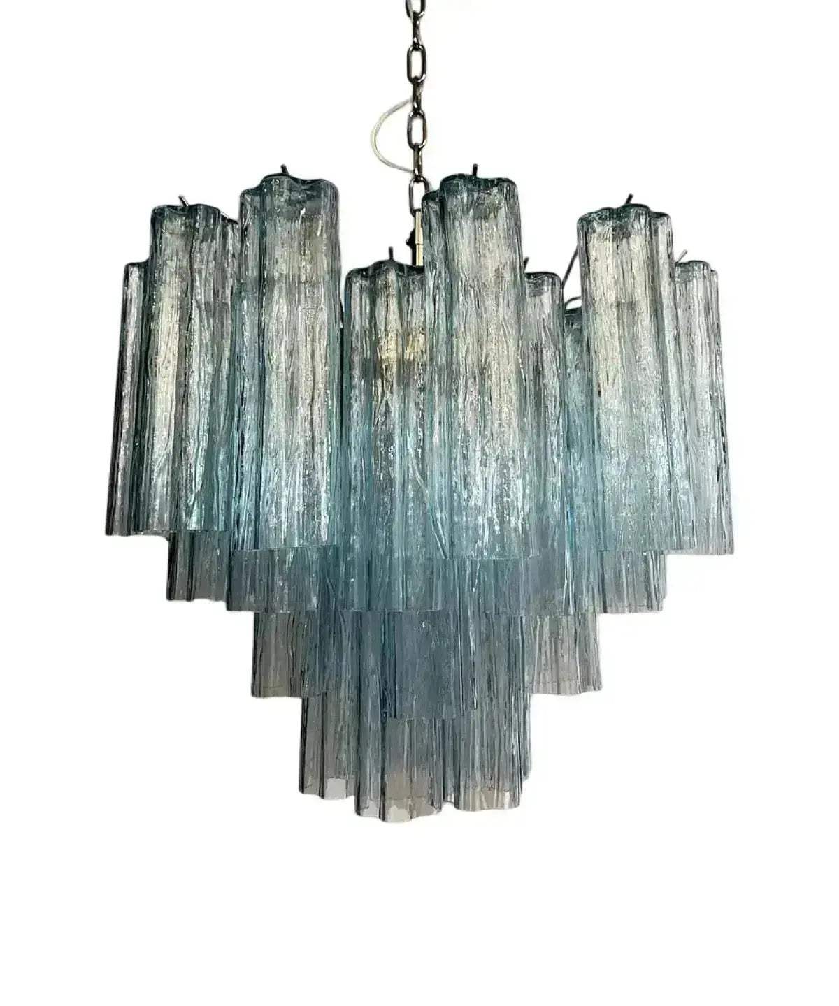 Murano Lysekrone 36 Glassrør Hvit Alabaster Murano Studio