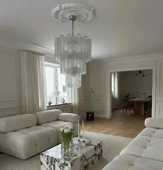 Murano Lysekrone 48 Glassrør Smoke Murano Studio